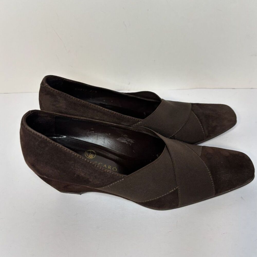Jaime Mascaro Suede Brown Wedge Pump Slip On Shoes Comfort Stylish Spanish Made